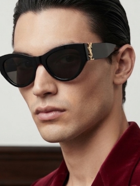 YSL Unisex Gold Tone Emblem Sunglasses main image 6